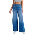 thumbnail image 1 of Jeans for Women Elastic High Waist Wide Leg Stretchy Baggy Streetwear Casual Denim Pants with Pockets, 1 of 5