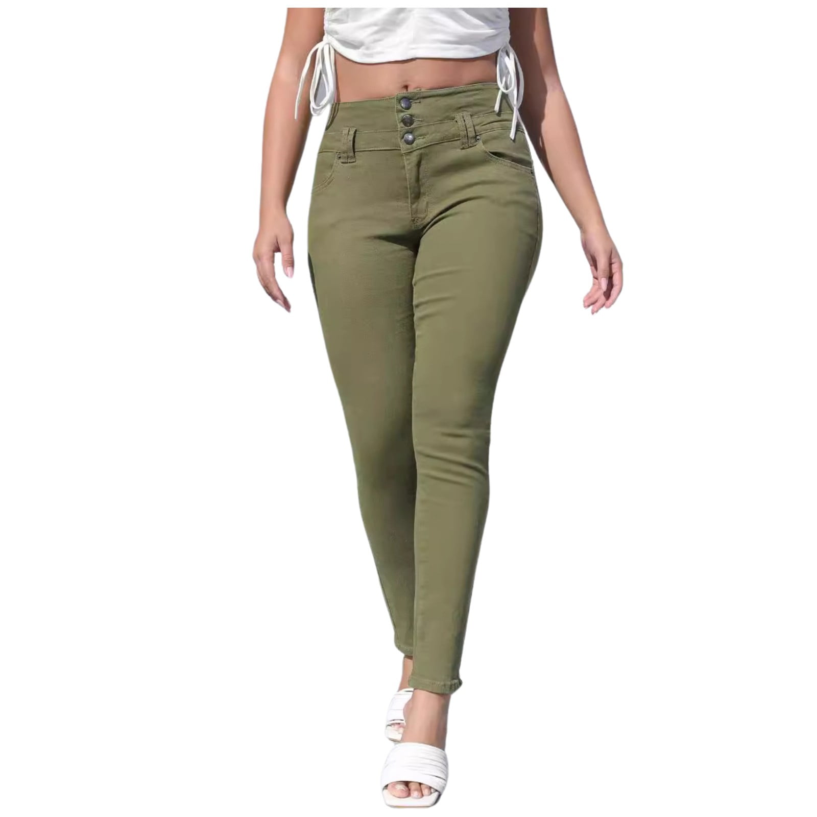 Jeans for Women Elegant High Waisted Straight Leg Pockets Stylish Denim ...