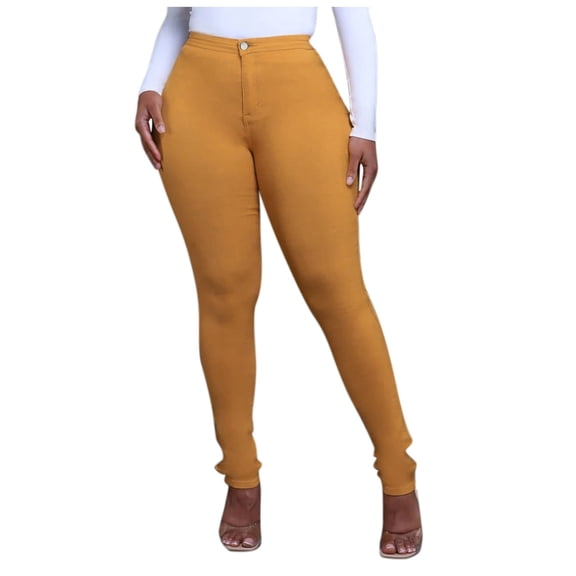 Jeans for Women Fashion High Waisted Petite Plus Size Stretch Colored Orange Pants Sizes XXL