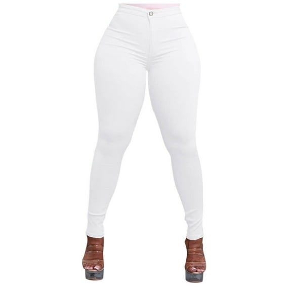 Jeans for Women Fashion High Waisted Petite Plus Size Stretch Colored White Pants Sizes XXL