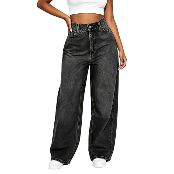 Jeans for Women High Waist Wide Leg Jean Loose Baggy Straight Vintage Denim Pants Casual Pockets Streetwear Trousers