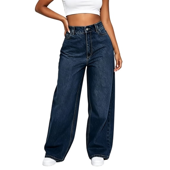 Jeans for Women High Waist Wide Leg Jean Loose Baggy Straight Vintage Denim Pants Casual Pockets Streetwear Trousers