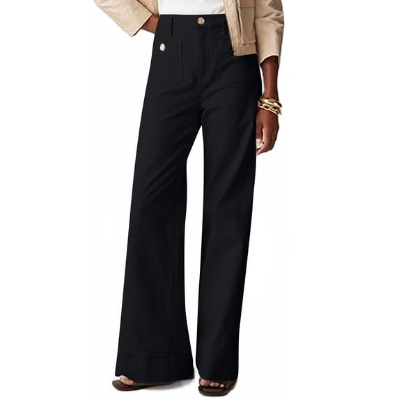 Jeans for Women High Waisted Solid Color Casual Pocket Button Straight Leg Jean Stretchy Denim Pants
