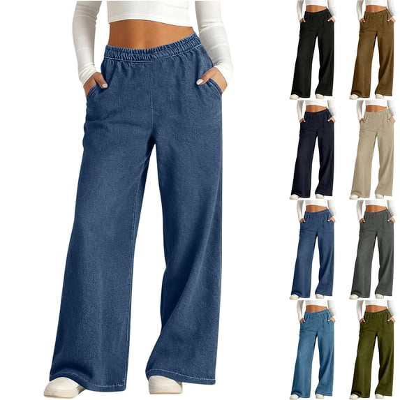 Jeans for Women High Waisted Wide Leg Baggy Jeans Pull On Straight Leg Stretchy Elastic Waist Denim Pants with Pockets Army Green XL