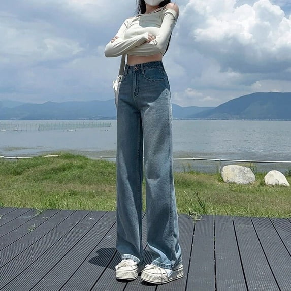 Jeans for Women Loose Straight High Stretch Design Fashion Four Season Brand New Arrival Denim Pants