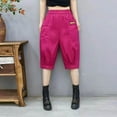 thumbnail image 1 of Jeans for Women Plus Size Mid Waist Lightweight Cargo Pants Casual Loose Fit Solid Color Slacks Classic 7/8Th Pants, 1 of 3