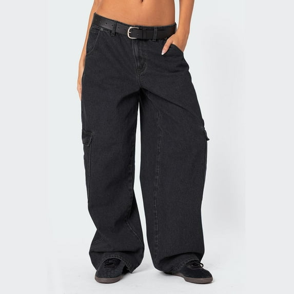 Jeans for Women Plus Size Wide Leg Jeans Baggy Cargo Jeans 90s Vintage Low Rise Denim Pants