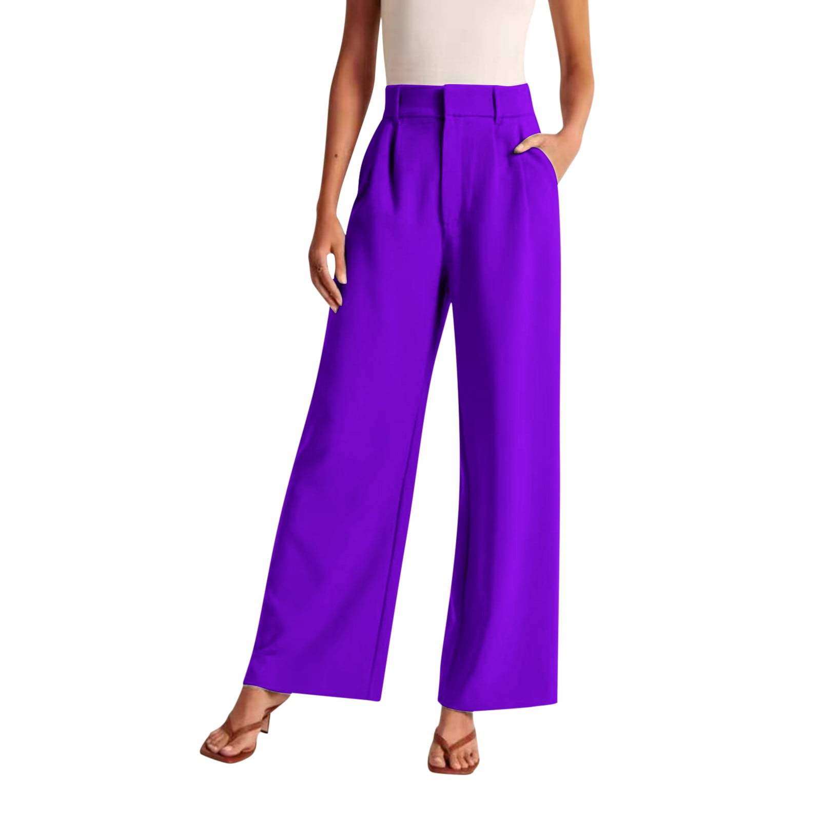 Jeans for Women - Purple Women's Clothing Hontri Women Wide Leg Pants for  Women Work Business Casual High Waisted Dress Pants Flowy Trousers Office -  Walmart.com