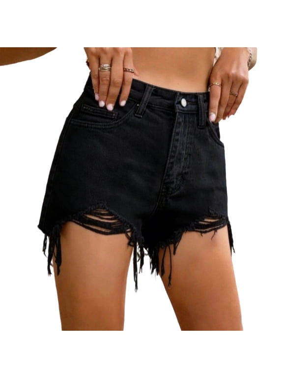 Jeans for Women UK, High Waist Shorts Slim Fit Denim Pants Classic Casual Trousers Ladies Straight Leg Skinny Bottoms Vintage E-Girl Streetwear