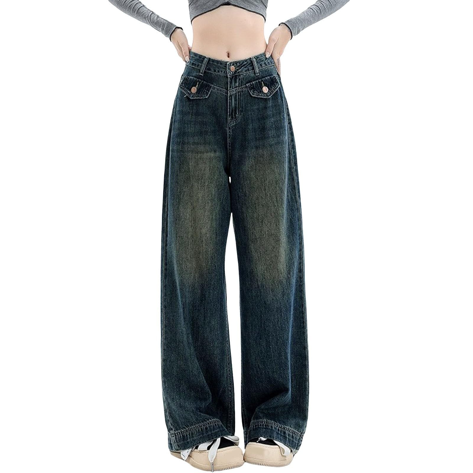 Jeans for Women Wide Leg Baggy High Waist Boyfriends Straight Leg — free download