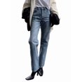 thumbnail image 1 of Jeans for Women Wide Leg Baggy High Waist Boyfriends Straight Leg Stretchy Denim Pants Trendy Fall Blue S, 1 of 10