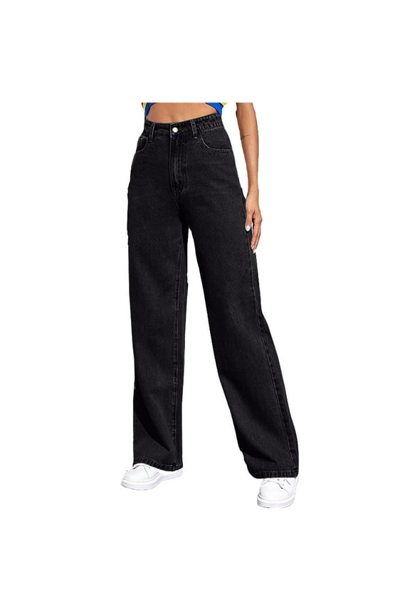 Jeans for Women Wide Leg High Waisted Trendy Strechy Straight Leg Loose Tummy Control Denim Pants with Pocket 2025