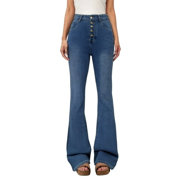 Jeans for Women, Women's High Waist Bootcut Jeans Flare Bottom Trousers With Fit Stretch Denim Material For A Flattering Casual Wear(b Blue,S)