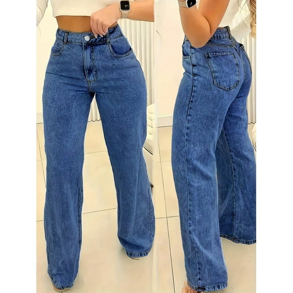 Jeans for Womens Loose Straight Leg Street Fashion Boyfriend Style Casual Long Length Pants Vintage Washed
