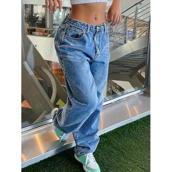 Jeans for Womens Wide Leg Baggy Loose Boyfriend Long Denim Pants Light Wash Vintage Fashion Trendy Vacation