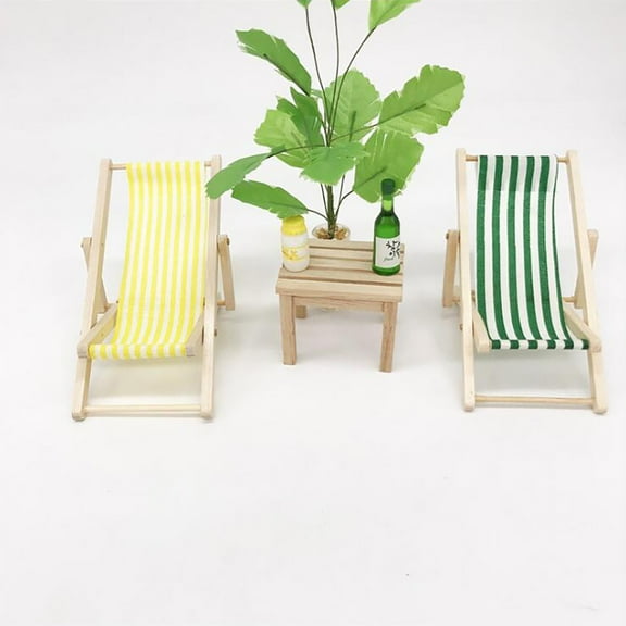 JeashCHAT 1:12 Mini Doll House Furniture Beach Lounge Chair Foldable Lounge Chair