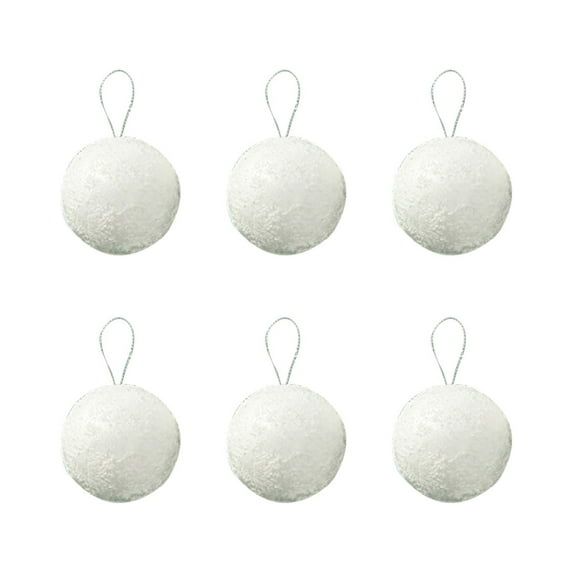JeashCHAT 1.57 Inch White Christmas Ball Ornaments Set of 6, Small Foam Snowballs Decorative Hanging Balls Christmas Tree Holiday Xmas Decorations