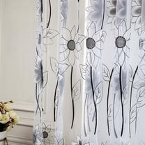 JeashCHAT 1 PCS Vines Leaves Tulle Door Window Curtain Drape Panel Sheer Scarf Valances