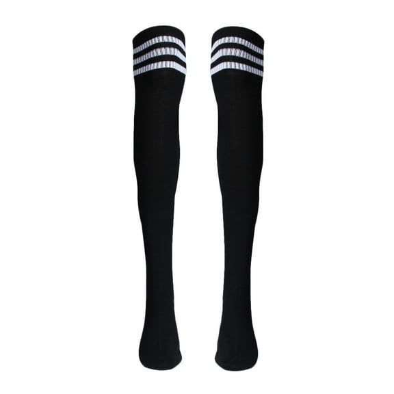 JeashCHAT 1 Pair Thigh High Socks Over Knee Girls Football Socks Black
