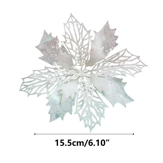 JeashCHAT 1 Pcs Christmas Flower Ornament Plastic Hollow-Out Glitter Floral Decorative Hanging Ornaments for Winter Holiday Party Christmas Tree Decorations