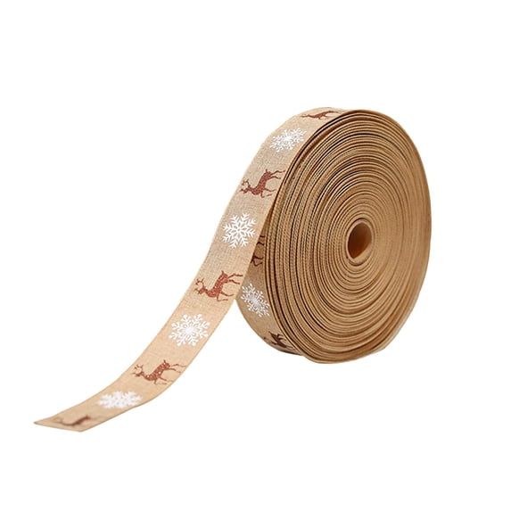 JeashCHAT 1 Roll Christmas Ribbon, 78.74 Inch Xmas Reindeer Snowflake Fabric Ribbon for Gift Wrapping Christmas Tree Wreath Bows Holiday Party Decorations