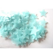 JeashCHAT 100 Pcs Blue Glow in The Dark Luminous Stars, Fluorescent Noctilucent Plastic Wall Decor Decals Stickers for Kids Girls Bedroom Home Ceiling Decor