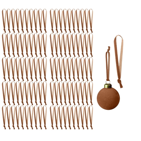 JeashCHAT 100 Pcs Velvet Christmas Ornament Strings, Ornament Hooks, Ornament Hangers, Velvet Ribbon Ropes for Christmas Balls Christmas Tree Garland Holiday Party Hanging Decorations