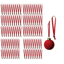 JeashCHAT 100 Pcs Velvet Christmas Ornament Strings, Ornament Hooks, Ornament Hangers, Velvet Ribbon Ropes for Christmas Balls Christmas Tree Garland Holiday Party Hanging Decorations