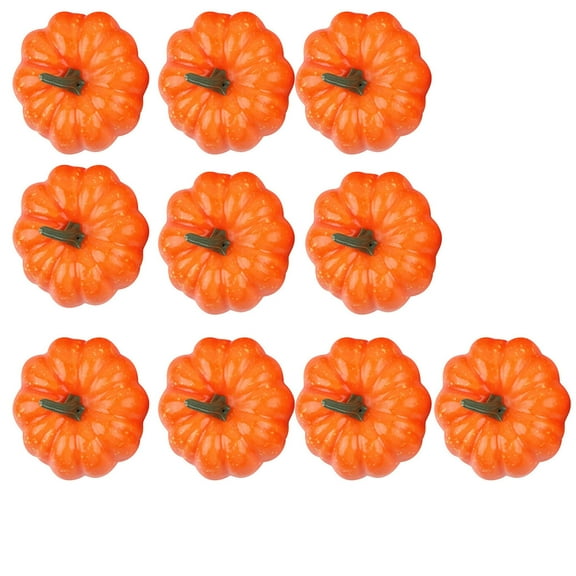 JeashCHAT 10PCS Artificial Pumpkins Mini Cute Fake Pumpkins Vegetables for Fall Halloween Harvest Thanksgiving Kitchen Decor, Orange
