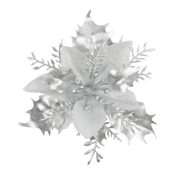 JeashCHAT 12 Pcs Artificial Glitter Poinsettia Flowers Fake Christmas Flowers for Christmas Tree Ornaments Wedding Xmas Party Wreath Decorations