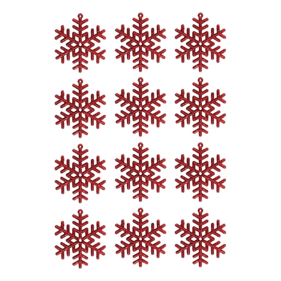 JeashCHAT 12 Pcs Christmas Snowflake Ornaments, 3.14" Plastic Glitter Snowflakes Christmas Tree Decorations, Colorful Snowflake Pendants Xmas Tree Ornaments for Holiday Party Decor