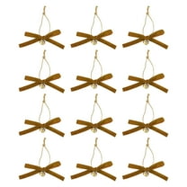 JeashCHAT 12 Pcs Christmas Velvet Bow Ornaments with Bell Pendant, Mini Twist Tie Bows for Gift Wrapping, Christmas Tree Wreath Garland Hanging Decorations