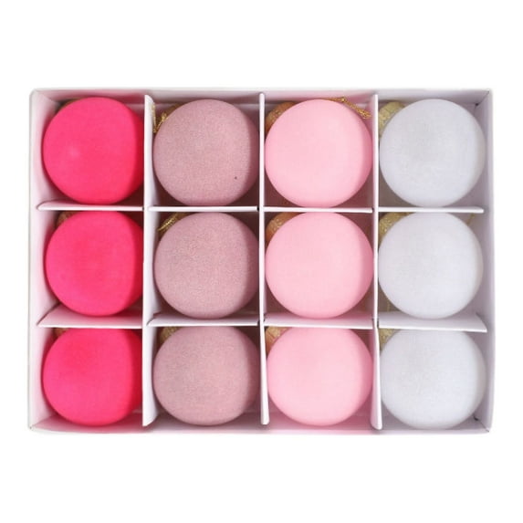 JeashCHAT 12 Pcs Velvet Christmas Balls Flocked Christmas Tree Ball Ornaments Plastic Balls Xmas Decorative Hanging Ornaments Christmas Tree Decoration 2.36 Inch