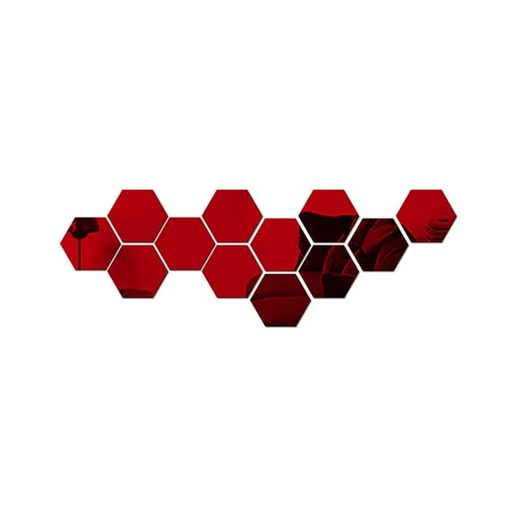 JeashCHAT 12Pcs 3D Mirror Hexagon Vinyl Removable Wall Sticker Decal Home Decor