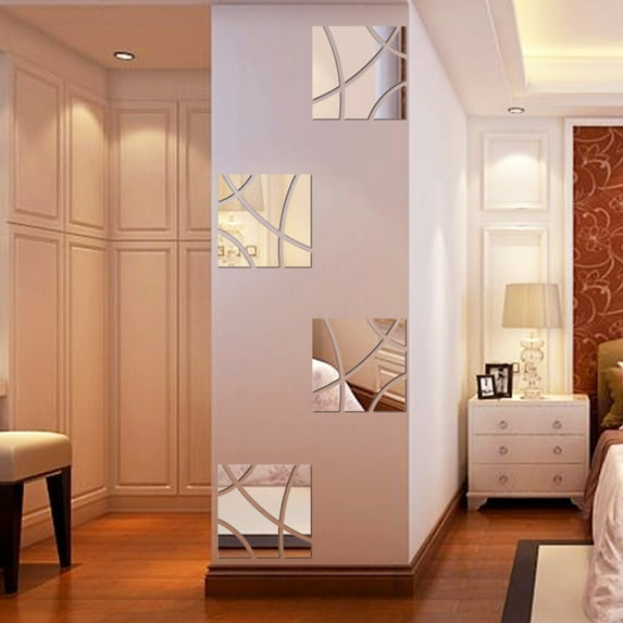 JeashCHAT 14Pcs 3D Mirror Rectangle Vinyl Removable Wall Sticker Decal Home Decor Art