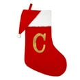 thumbnail image 1 of JeashCHAT 17" Monogram Christmas Stockings with Santa Hat, Red Velvet 26 Initial Letter Christmas Stockings with White Soft Plush Cuff, Personalized Gift Candy Bag Stocking Xmas Gifts for Family, 1 of 5