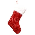 thumbnail image 1 of JeashCHAT 18" Large Christmas Stockings Glitter Sequin Xmas Stockings with White Super Soft Plush Cuff Fireplace Hanging Gifts Cozy Stocking Decorations for Family Holiday Decor, 1 of 3