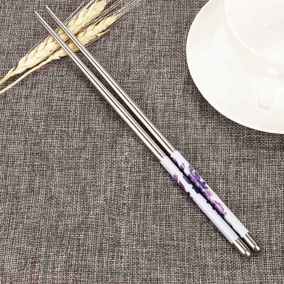 JeashCHAT Flower Chopsticks Clearance, 1 Pair Reusable Metal Chopsticks for Cooking Eating, Stainless Steel Flatware Non-Slip Dishwasher Safe