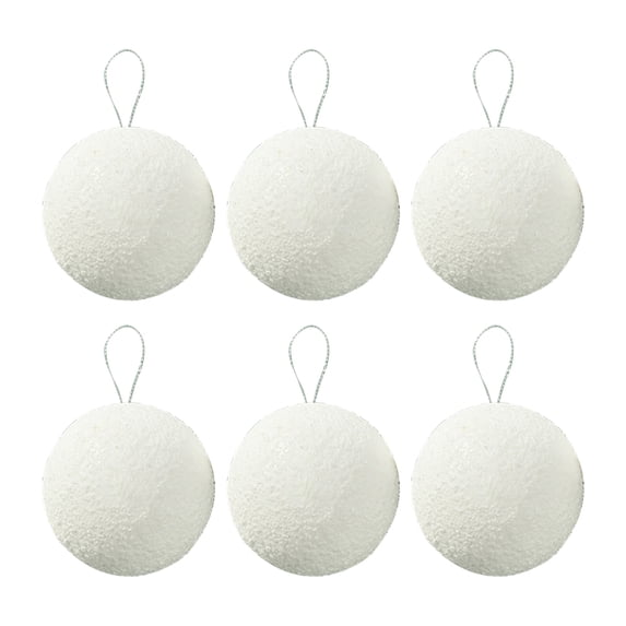 JeashCHAT 2.36 Inch White Christmas Ball Ornaments Set of 6, Foam Snowballs Decorative Hanging Balls Christmas Tree Holiday Xmas Decorations