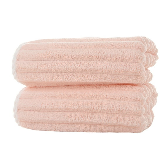 JeashCHAT 2 Pack Coral Velvet Hand Towels Face Towels Solid Color Striped Towels for Daily Use at Home, Ultra Soft and Highly Absorbent Bath Towels Beach Towels, 13.8"x29.5"