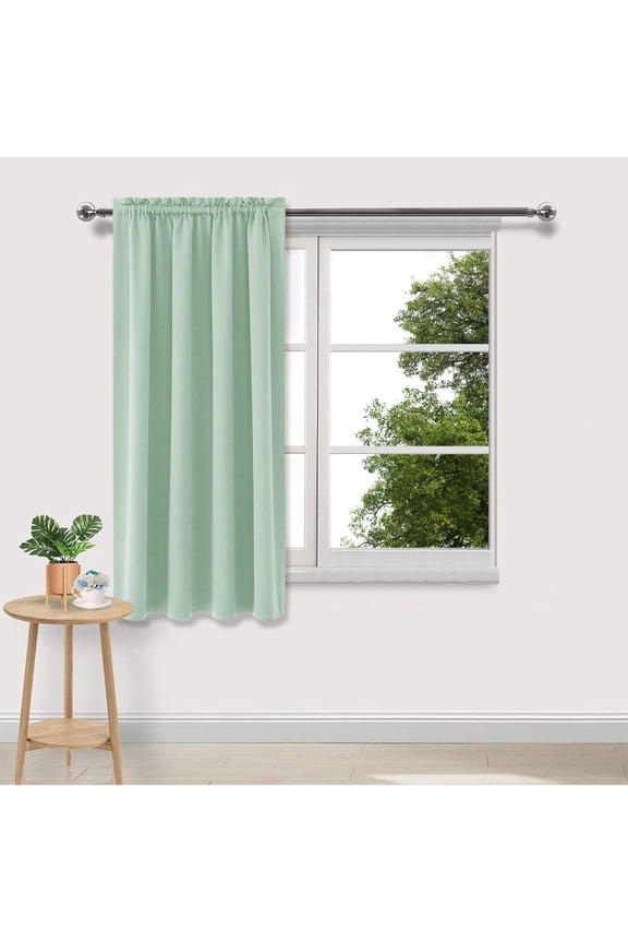 2 Panels Blackout Curtains for Bedroom and Living Room, Thermal Insulated Window Curtains Solid Color Rod Pocket Drapes Window Treatments, 45 x 38 inch, Green