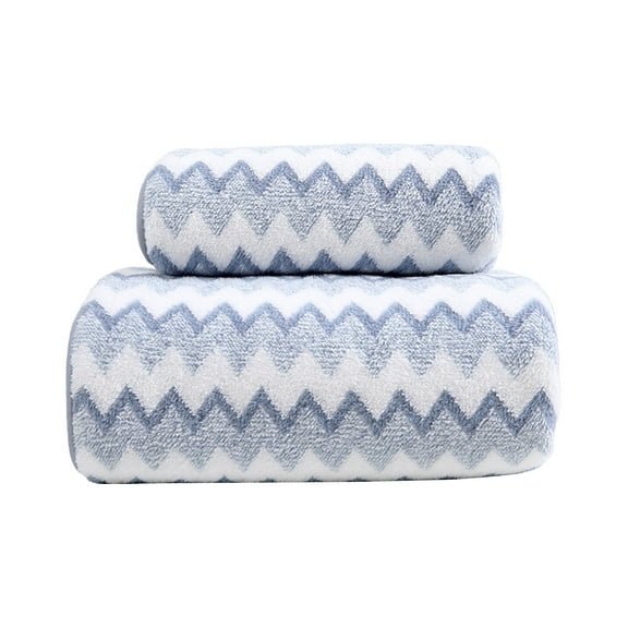 JeashCHAT 2 Pcs Bath Towel Set for Bathroom, Cotton Hand Towel and Bath Towel, Thick Soft Absorbent Quick Drying Face Towel and Bath Towel, Shower Towels, Blue