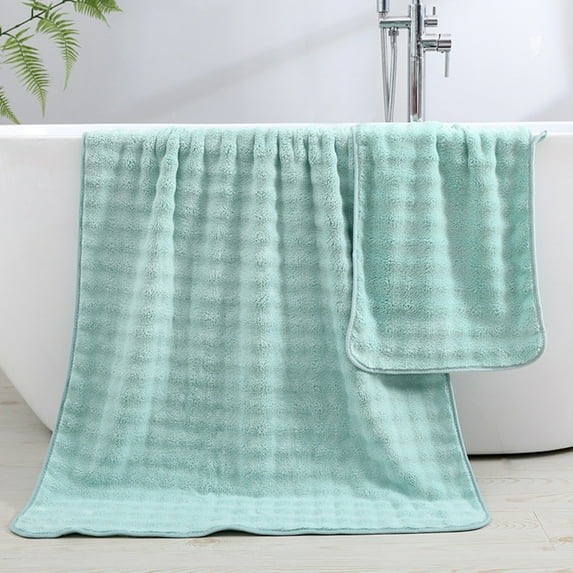 JeashCHAT 2 Pcs Bath Towel Set, Cotton Hand Towel and Bath Towel for Bathroom, Thick Soft Absorbent Quick Drying Face Towel Bath Towel, Solid Color Shower Towels, Green
