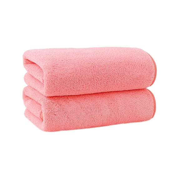 JeashCHAT 2 Pcs Bath Towels, Velvet Large Bath Towels, Super Soft Highly Absorbent Quick Dry Bath Towels for Bathroom Shower Pool Beach 28"x55" Pink