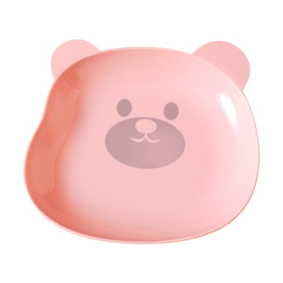 JeashCHAT 2 Pcs Bear Shaped Plates Small Plastic Plates Reusable Fruit Plate Snack Plate Dessert Plate for Baby Shower Birthday Party, Dishwasher Safe, 5.79"x5.47", Pink
