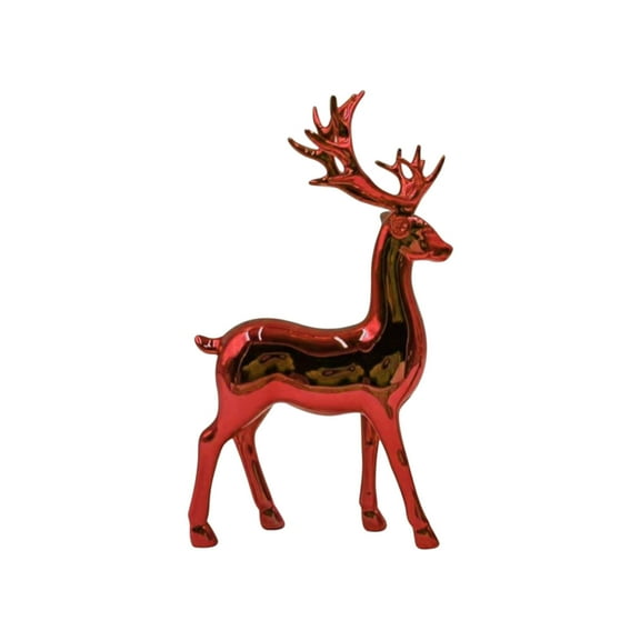 JeashCHAT 2 Pcs Christmas Reindeer Decor, Valentine's Day Small Plastic Standing Sitting Deer Figurines Mini Reindeer Statues Tabletop Ornaments for Home Indoor Table Decor