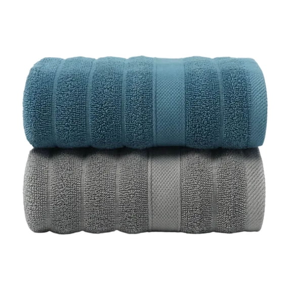 JeashCHAT 2 Pcs Cotton Hand Towels Face Towels Washcloths for Bathroom, Super Soft Thickened Highly Absorbent Quick Dry Towels for Shower, Hotel, Gym - 14"x30" (Blue, Gray)