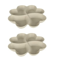 JeashCHAT 2 Pcs Divided Serving Tray Platter, 4 Sectional Plastic Serving Plate Dishes, Flower-shaped Fruit Plates Snack Plates Candy Nut Serving Tray, 9"x1.46", Beige