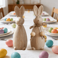 thumbnail image 1 of JeashCHAT 2 Pcs Easter Bunny Decorations, Easter Gifts, 5.7" Vintage Wooden Easter Rabbit Figurine for Spring Easter Home Office Farmhouse Decor, Table Centerpiece, 1 of 9