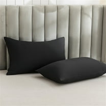JeashCHAT 2 Pcs Microfiber Pillowcases , Super Soft Pillow Cases, Wrinkle, Fade and Stain Resistant Pillow Covers for Bedroom Dorm, 29"x19", Black